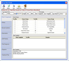 OncoSoft Case Sheet Details Window